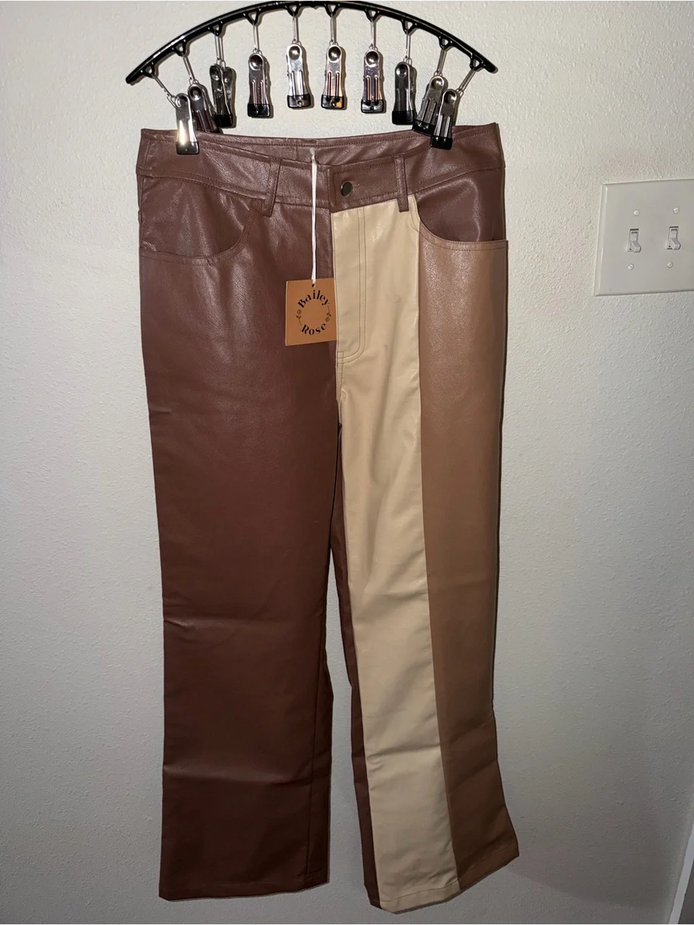 Bailey Rose Colorblock Faux Leather Pants M Y2K *See Condition Note*